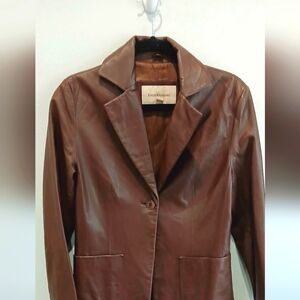 Enzo Angiolini  Womens Dark Brown  Leather Jacket size small
